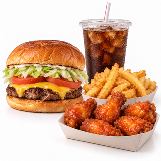 Burger + 5pc Wing Combo