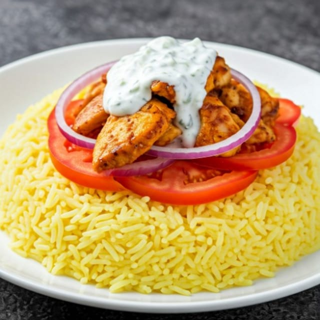 Chicken Gyro Over Rice.